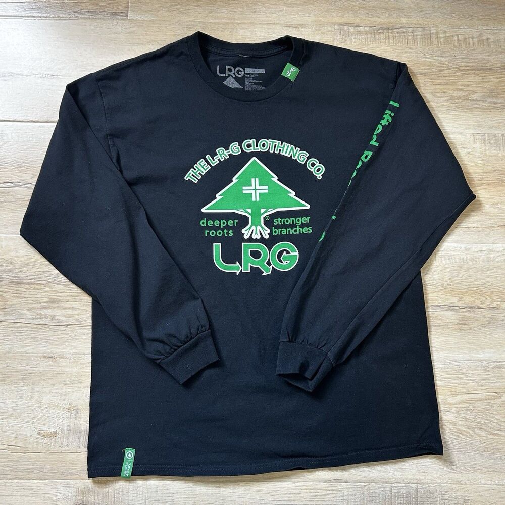 LRG Deeper Roots Stronger Branches Black Long Sleeve T Shirt Men’s Large
